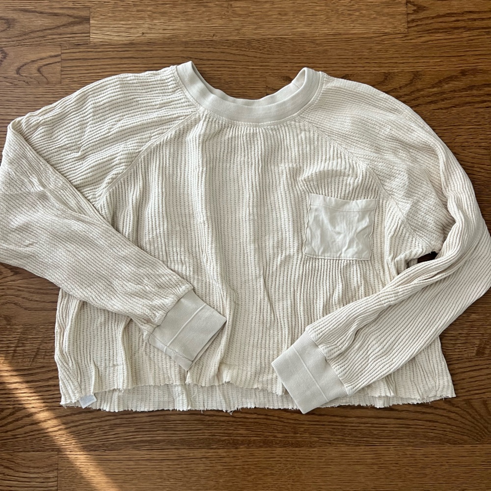Forever 21 Off-White Cropped Ribbed Knit Top